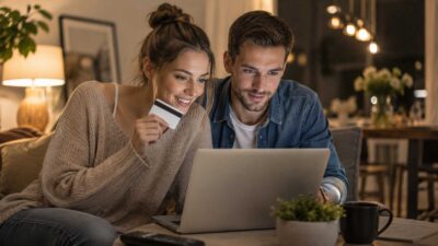 Junges Paar beim Onlineshopping